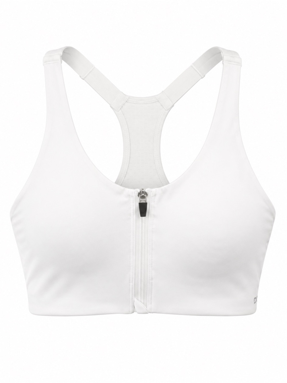 DSG White Front-Zip Racerback Sports Bra